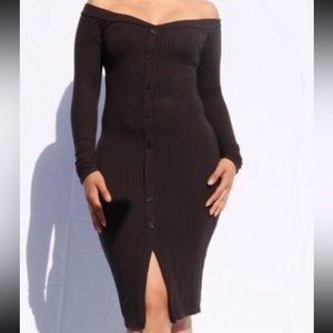 fashion nova black bodycon midi button up dress